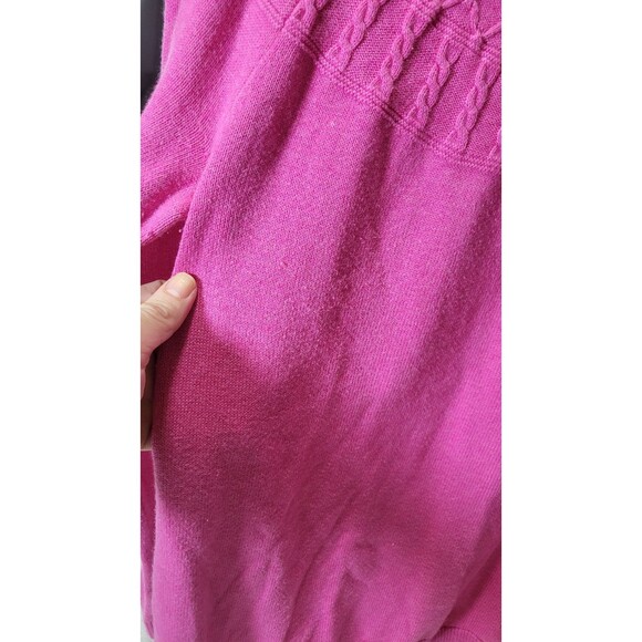 Talbots Cotton Cashmere Cable Yoke Sweater – Size M Bright Pink - Picture 6 of 8